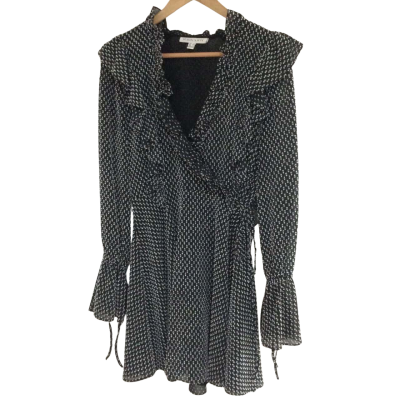 Shona Joy Womens  Size 10 Party Dress Black  / Pattern / White 