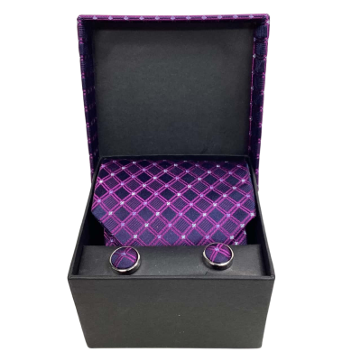  Mens Cufflinks / Ties Pattern / Purple 