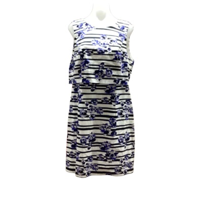 Basque Womens Size 16 Sleeveless Dress  Black  / Blue / Floral / White 
