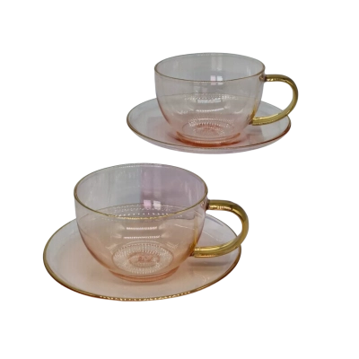 Cristina Re Rose Glass Teacup & Saucer Set