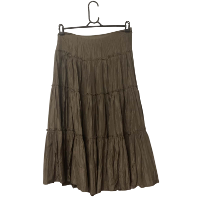 Womens Country Road  Silk Size 10 Tiered Skirt Beige / Khaki 
