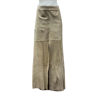 Cruise Australia Womens 100% Suede Leather Size 14 Maxi Skirt Beige 
