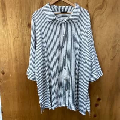 Autograph Green/White Striped Longline Shirt Size 26