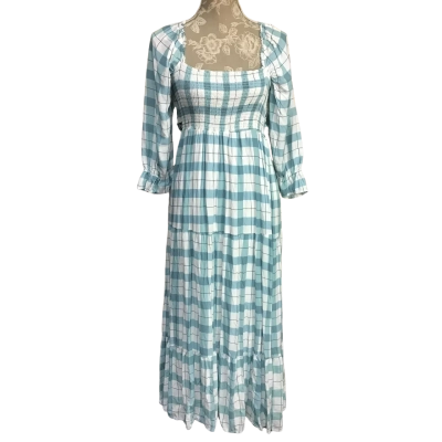 Pink Diamond Womens  Size 10 Blue Tattersall Maxi Dress