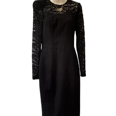 Cue Black Laced Formal Dress   Size 10 