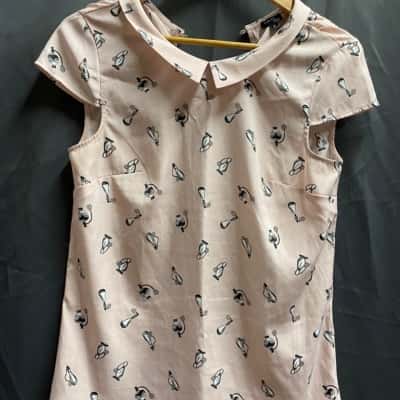 Tokito City Womens Size 8 Pink Perfume Bottle Patterned Blouse Short Sleeved