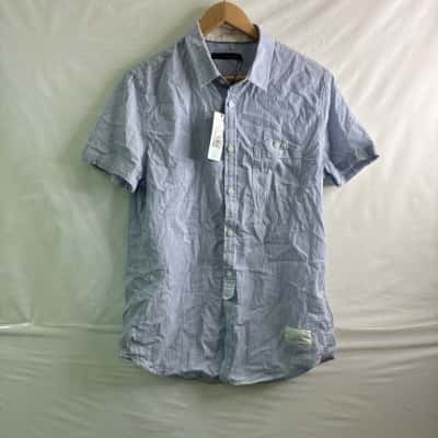 Calvin Klein Jeans Mens Size L Short Sleeve Shirt Blue / White BNWT