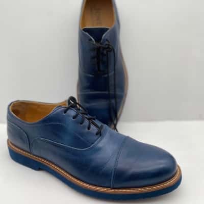  Mens Size 43 Jones Bootmaker Italian Made Blue Leather Shoes