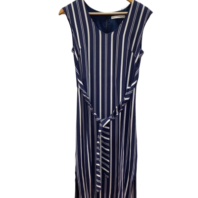 Sportscraft Womens  Size 8 Sleeveless Dress  Navy Blue / Striped / White 