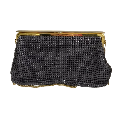 Womens Gold Crest Metal Mesh Chainmail Clutch 