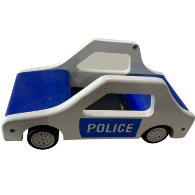 Wooden Police Car 26x12 cm