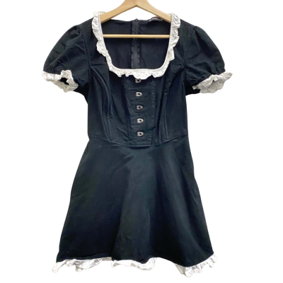 Dangerfield Black & White Puff Sleeve Mini Dress Size 8