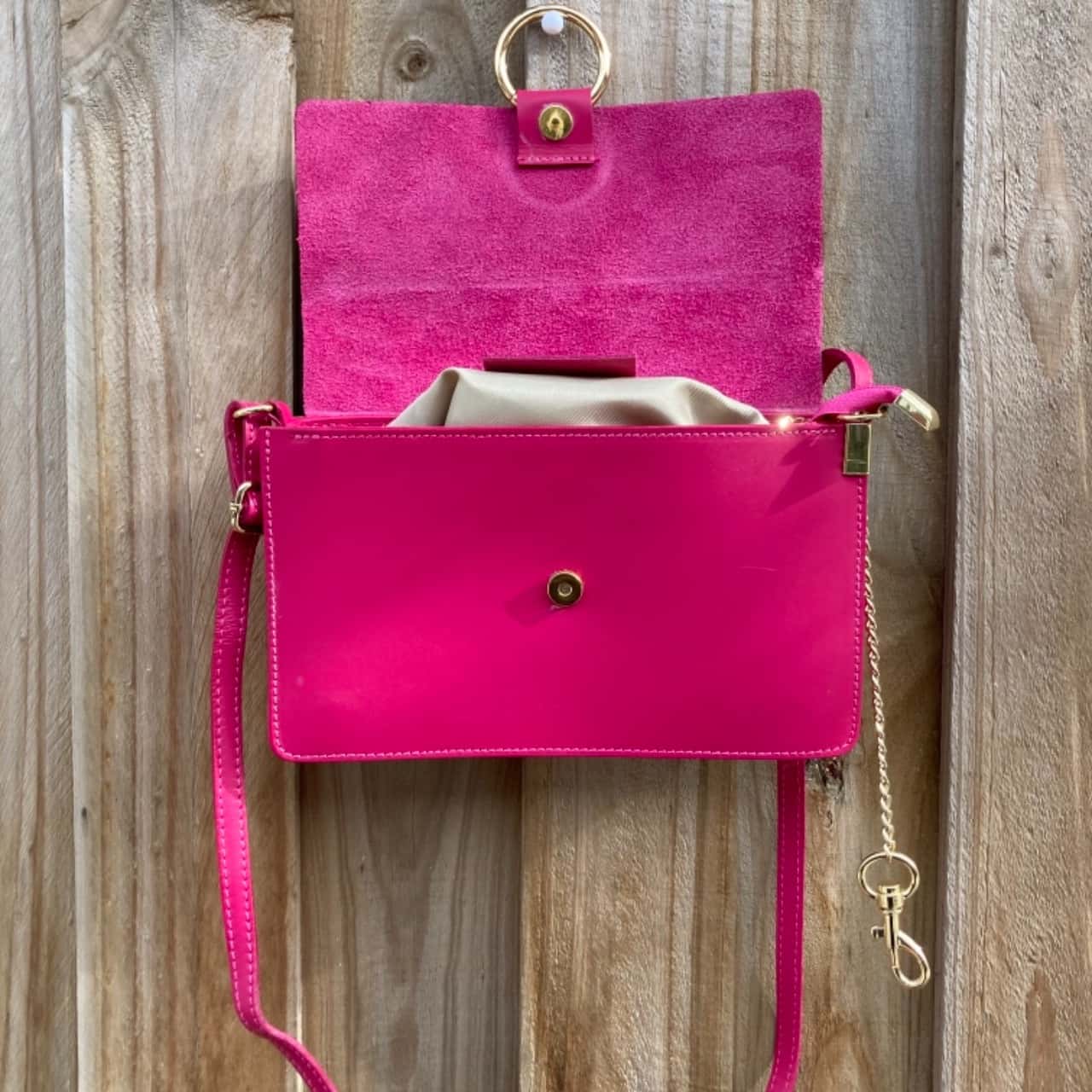 Women's Pink Leather Purse By Borse In Pelle