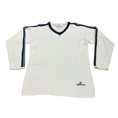 Billabong Y2K Retro Cotton Sweater Size L White 
