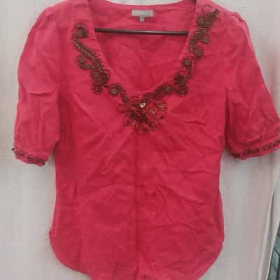 Per Una  Womens  Size 10 Short Sleeve Shirt Pink  