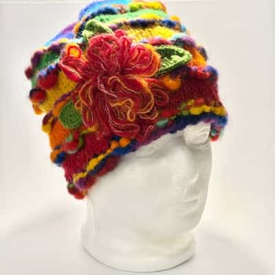 Made In Nepal 100% Wool Rainbow Beanie