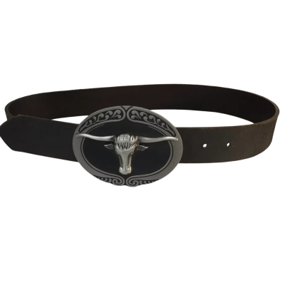 Dark Brown Belt with Bulls Head 