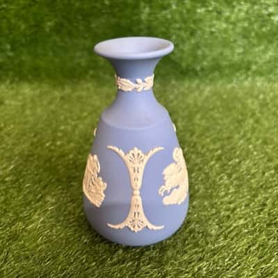Vintage Wedgwood Powder Blue Jasperware Bud Vase 