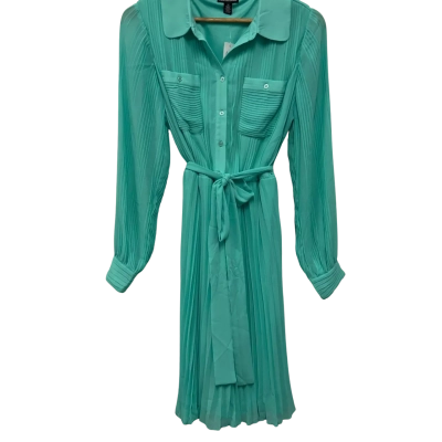 Nina Leonard Womens  Size M Pleated Dress Green 