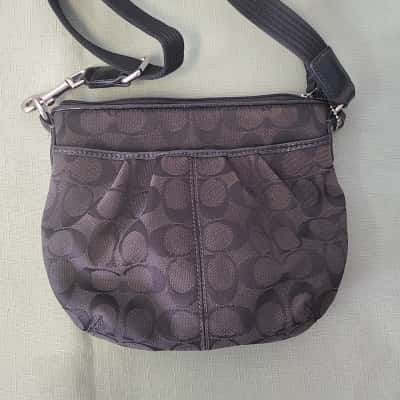 Coach Signature Pleated Swingpack Crossbody Bag – Charcoal Canvas – Coach