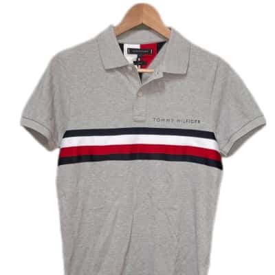 Tommy Hilfiger Mens  Size Slim fit Polo Shirt Grey / Multicoloured 