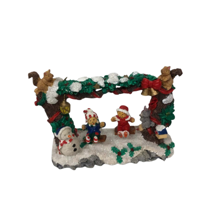 Christmas Decoration 'Bears on Swings' Scene - Music Box Company.