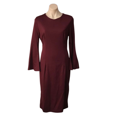Oxford Womens  Size 12 Burgundy Long Sleeve Midi Ponti Dress (new)