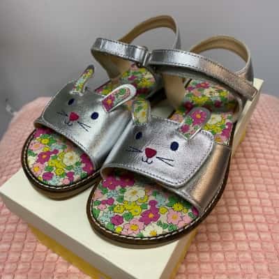 Mini Boden Girls Bunny Sandals Silver Size 34/Aus Size 2 RRP $70