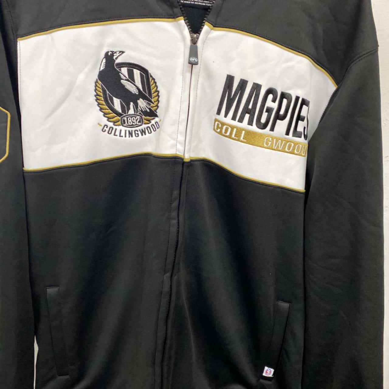 Collingwood AFL Mens Size XXL Hood Jacket Black / White