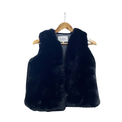 Galeries Lafayette Girls  Size 14 Faux Fur Vest Black  