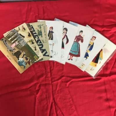 Collection of 5 Embroidered & 4 Vintage Post Cards