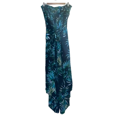 City Chic Womens  Size S Sleeveless Jumpsuit Blue / Green / Tropical Pattern