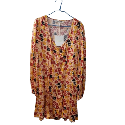 Diane Von Furstenberg Women's Size 12 Floral Long Sleeve Dress 