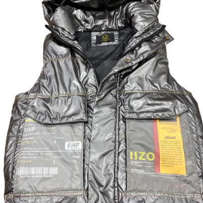  Q S BEAR Kids Silver Puffer Vest with Hood