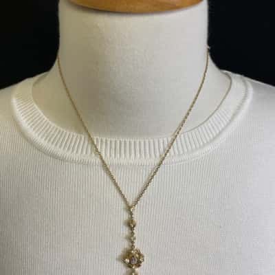 925 Gold tone drop Necklace.