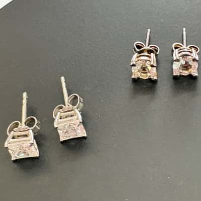 2 Sets Crystal Look Stud Earrings - Square & Round