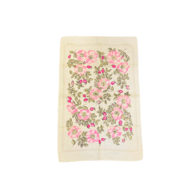 Vintage Tea Towel - Pink Floral Design