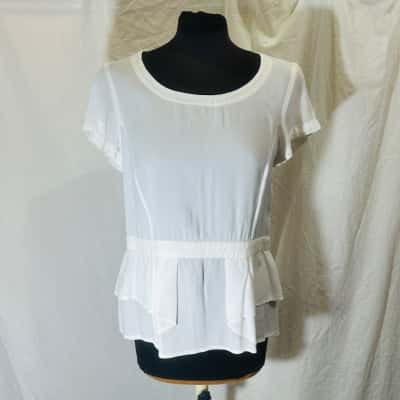VERONIKA MAINE Size 10 Short Sleeve Top White 