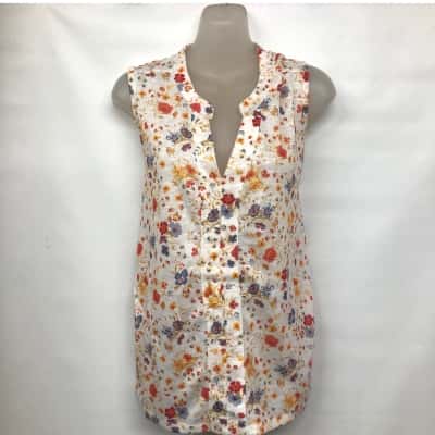 Rivers Womens  Size 14 Sleeveless Top Blue / Floral / Orange - NEW