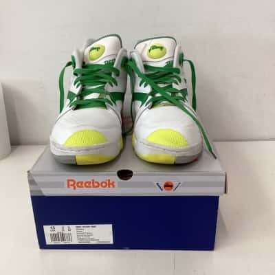 Reebok Unisex  Size 13 Trainers white/ green/ Yellow Court Victory Pump 