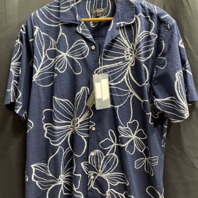 Crocodile Mens Size 16 1/2 Blue Floral Shirt