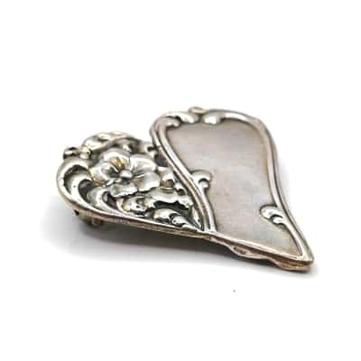 Womens Heart Shaped Spoon Top Brooch Silver 