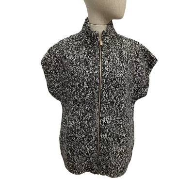 Susan Front Zipper Sleeveless Vest  Size M Black  / White 