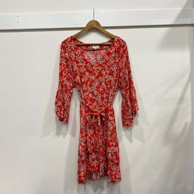 Seed Womens  Size 12 Floral Dress Red 