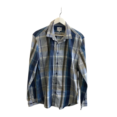 Brand New Ben Sherman Mens Size L Long Sleeve Shirt Blue Checked