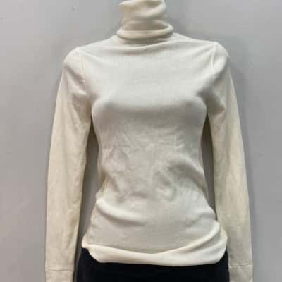 Country Road Womens  Size XS Knit Stretch Crew Neck Top 2 - Tone Cream 