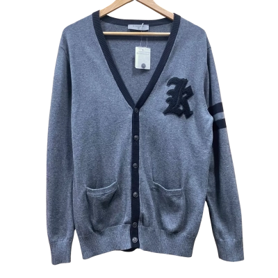 Giordano Grey/Black Letterman Cardigan Size L
