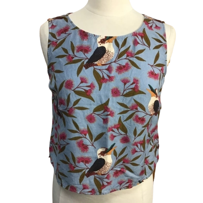 Princess Highway Womens  Size 14 Linen Blend Kookaburra Sleeveless Crop Top
