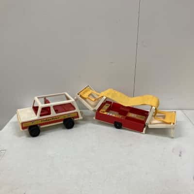 Vintage Fisher Price Little People Family Car & Camper 