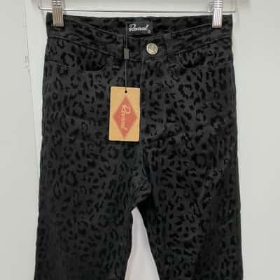 Revival Black Leopard Print Pants Size 6